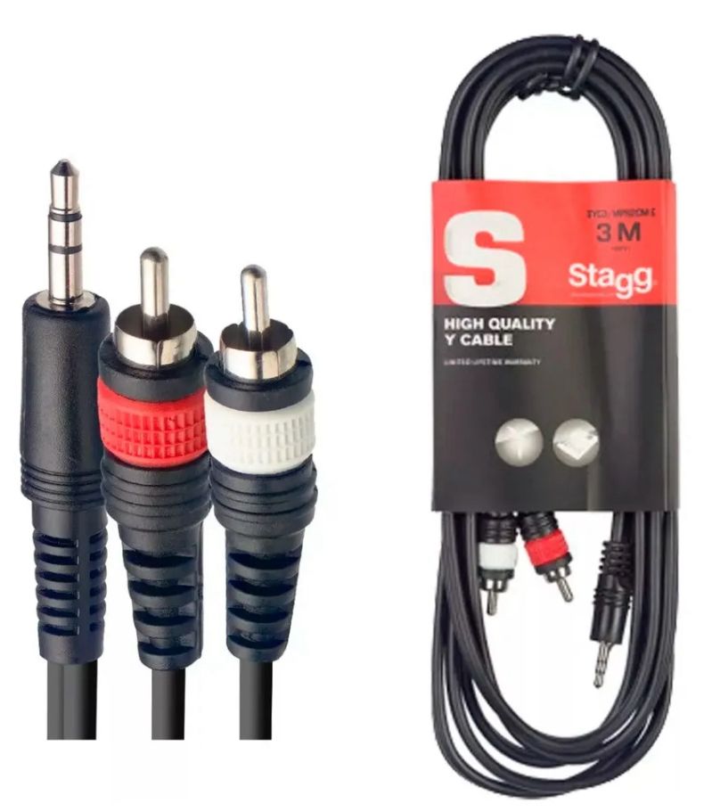 Cable RCA a mini plug AUX STAGG 3mts