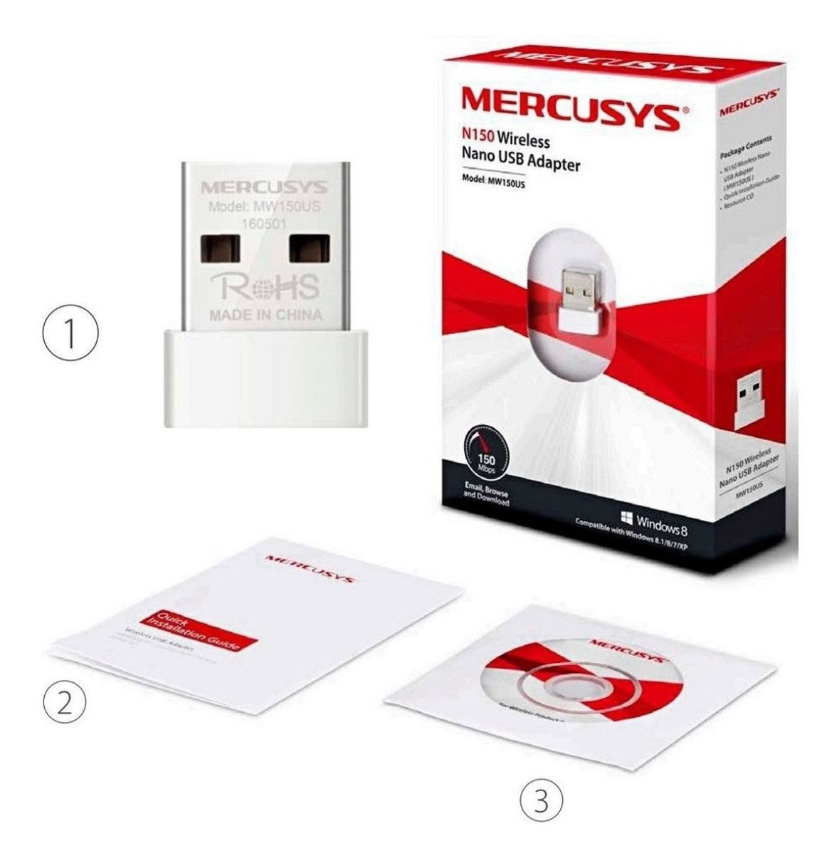 Adaptador Mercusys WiFi USB N150 Mw150us